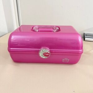 Caboodles Vintage Style Pink Makeup Organizer Case Y2K Retro Cosmetic Box Mirror